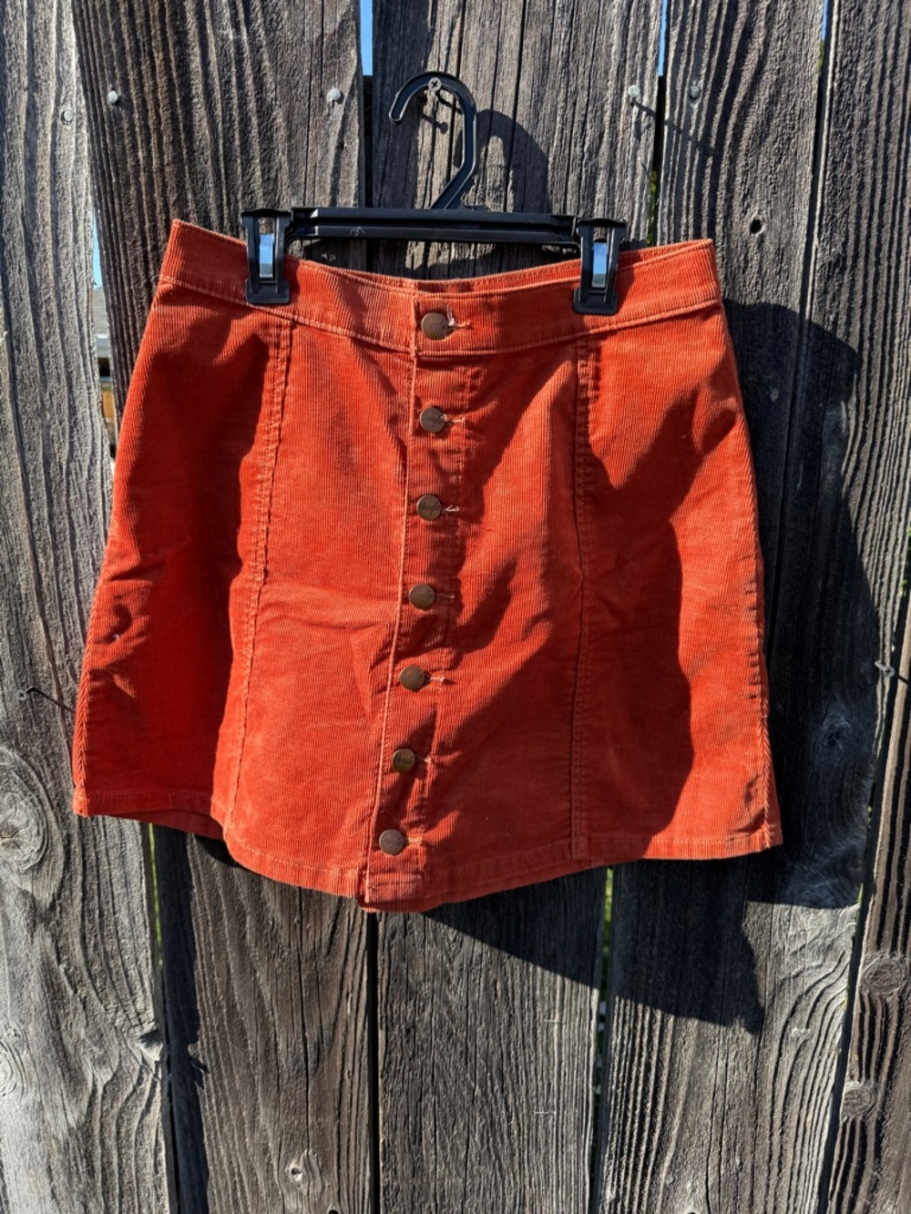Wrangler Orange Corduroy Button-Front Skirt